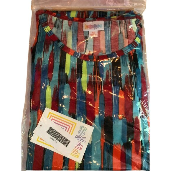 LuLaRoe Irma XS Multicolor Abstract Tunic Top Stretchy Soft Knit High-Low Hem - Picture 9 of 10